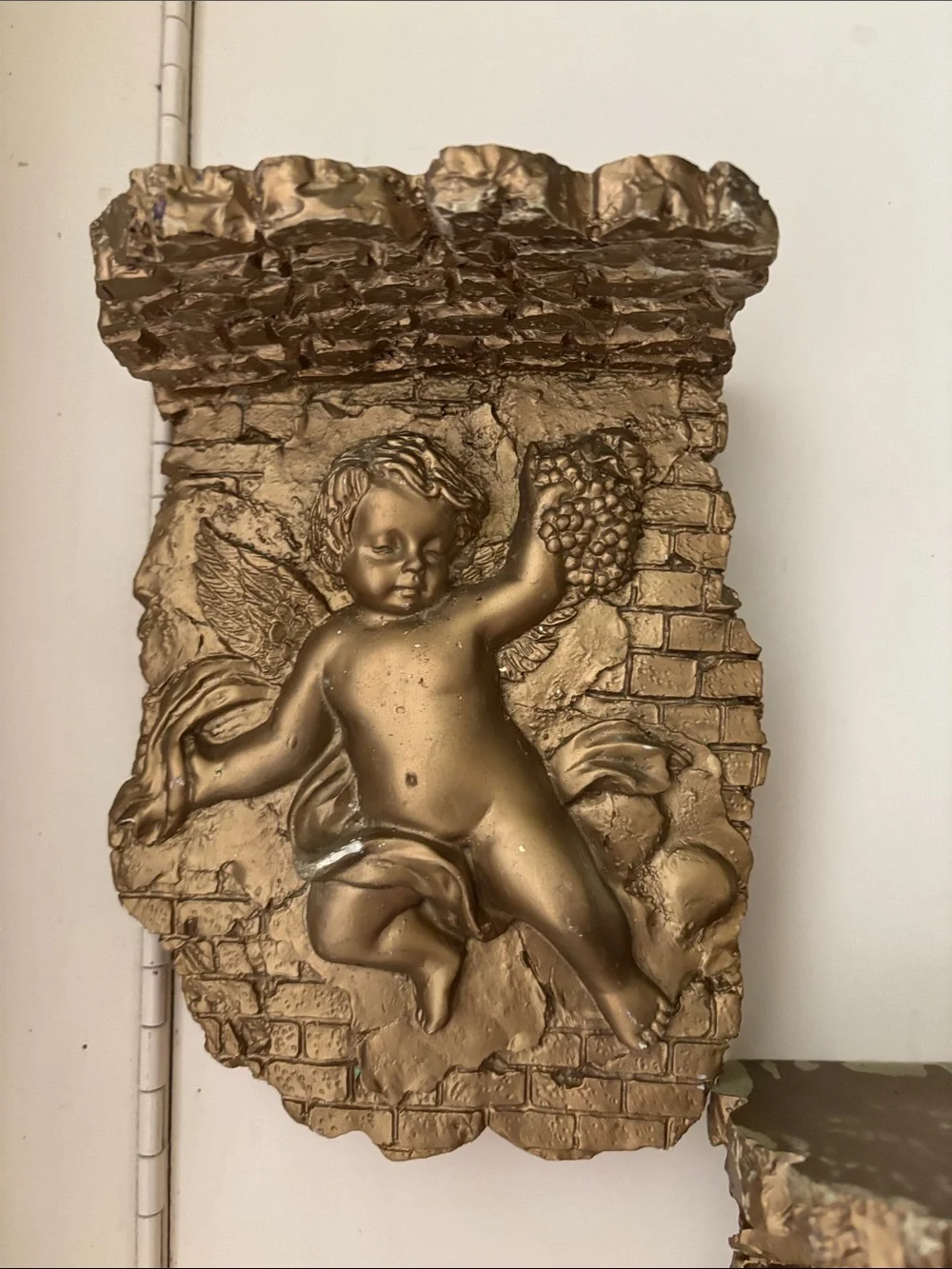 Gold Cherub Wall Sconce Shelves - Decorative Home Wall Decor